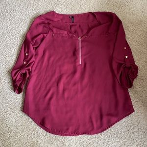 Maurices Red/Burgundy Blouse  ** EUC **